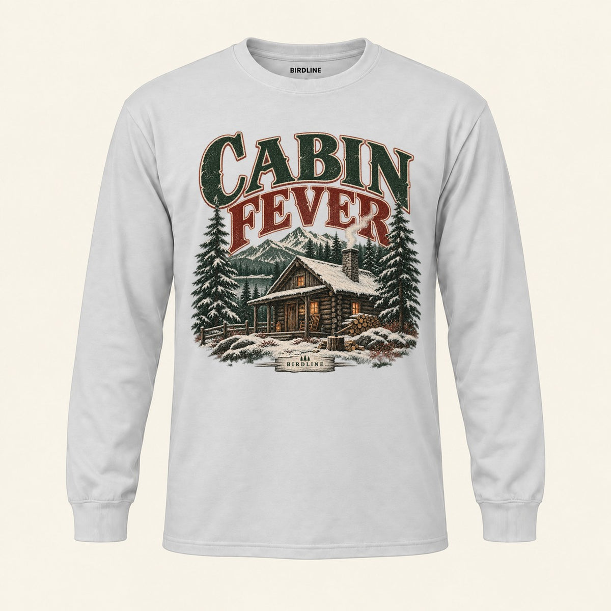 Cabin Fever Long Sleeve Shirt in Ash, front view premium-quality garment detail