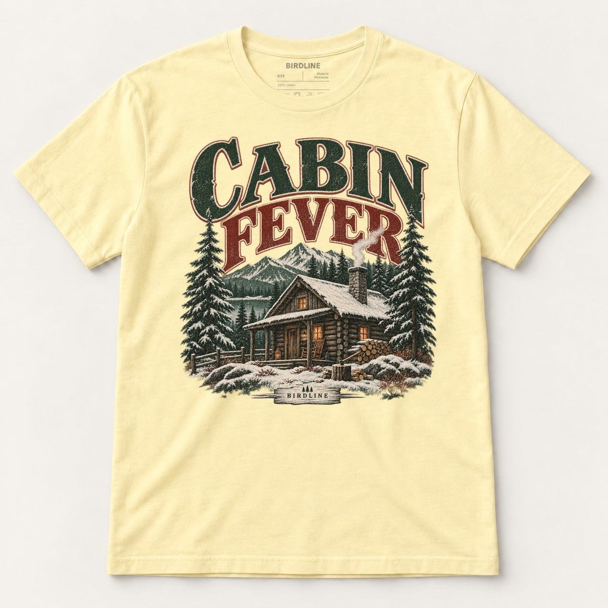 Cabin Fever T-Shirt in Cornsilk, front view