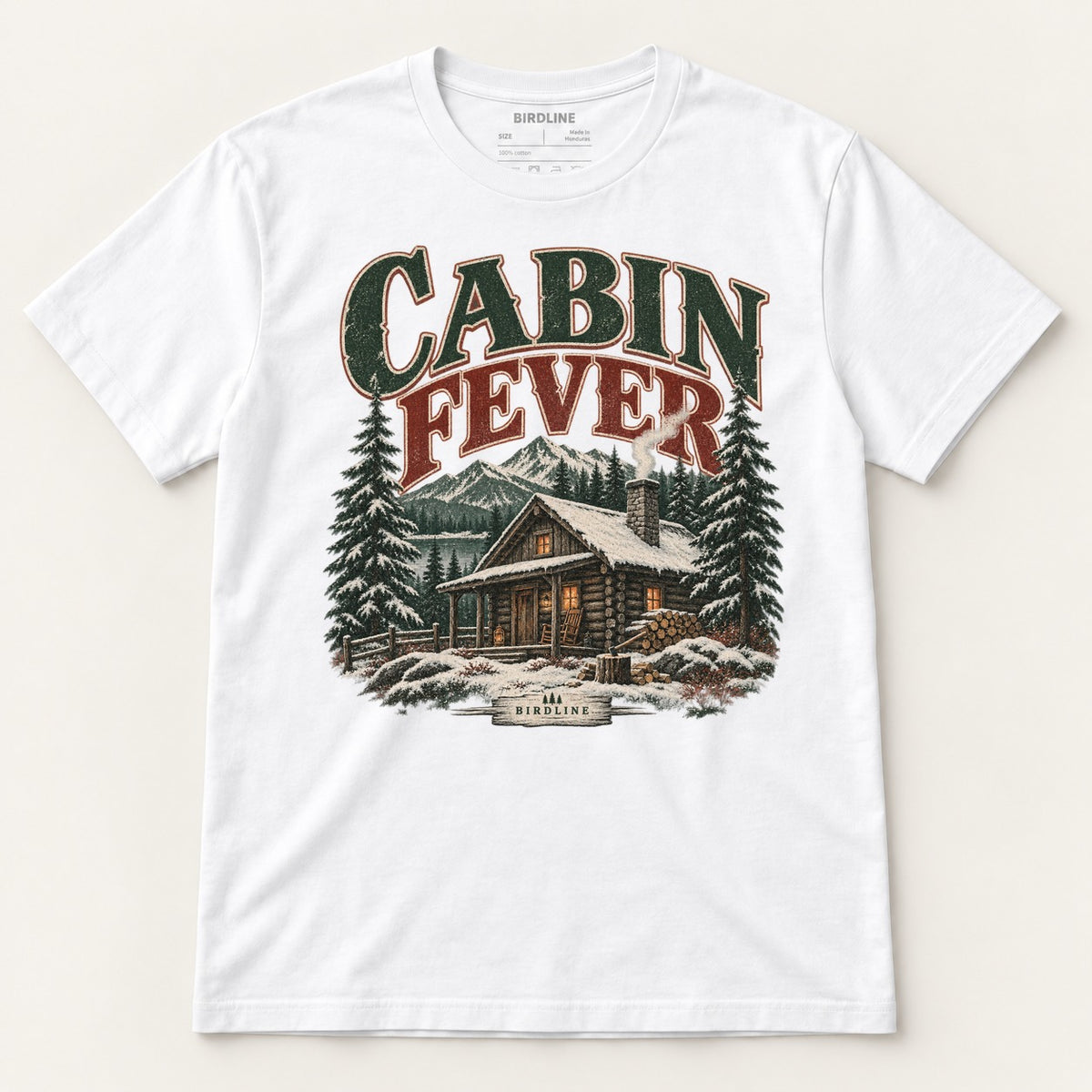 Cabin Fever T-Shirt in White, front view