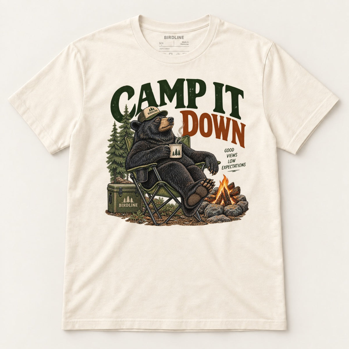 Camp It Down T-Shirt in Natural, front view