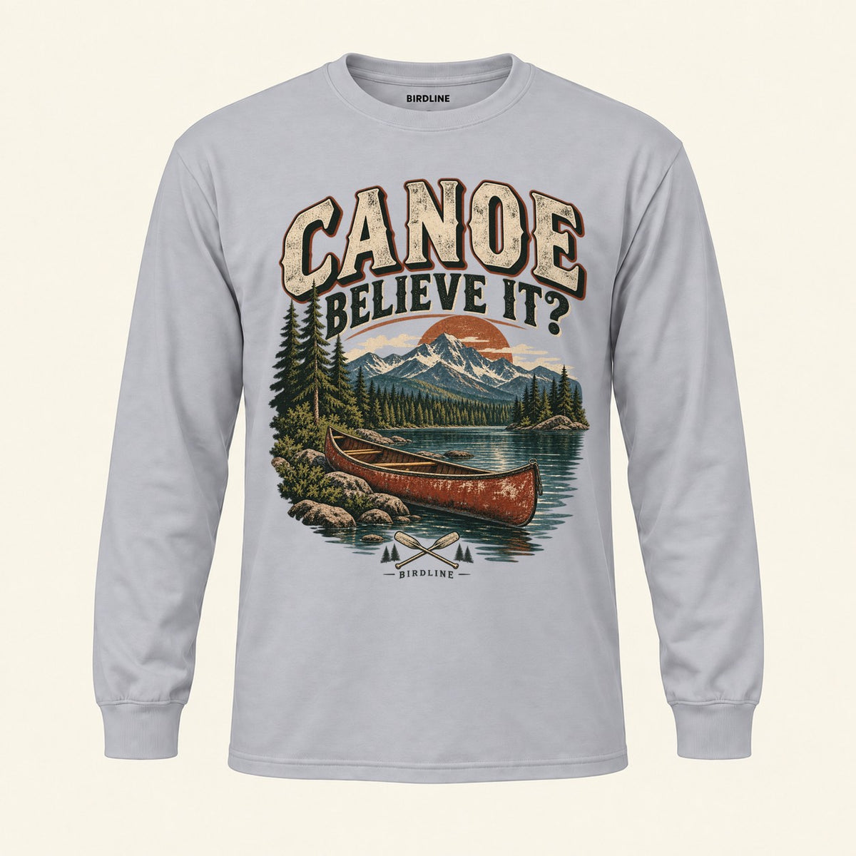 Canoe Believe It Long Sleeve Shirt in Sport Grey, front view