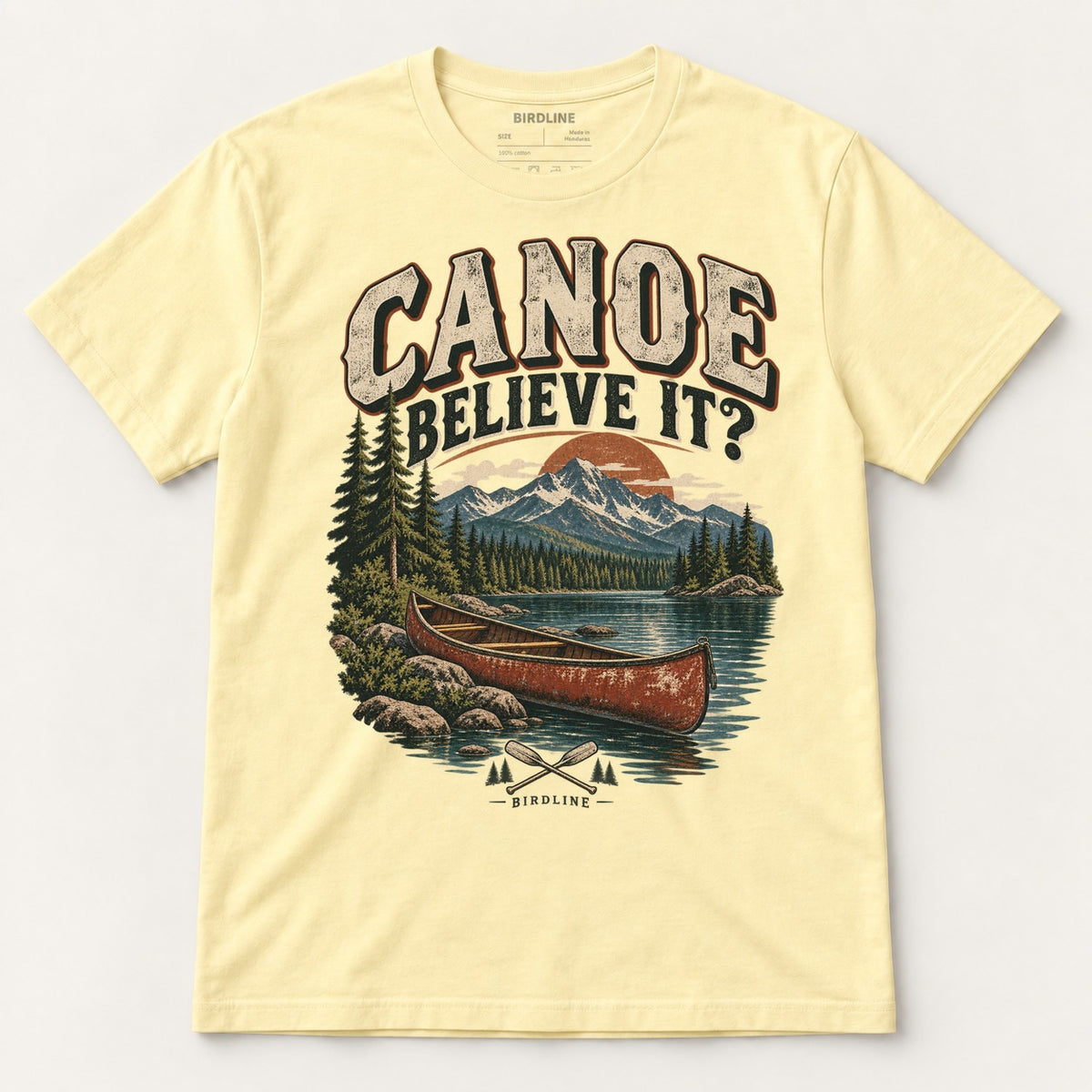 Canoe Believe It T-Shirt in Cornsilk, front view