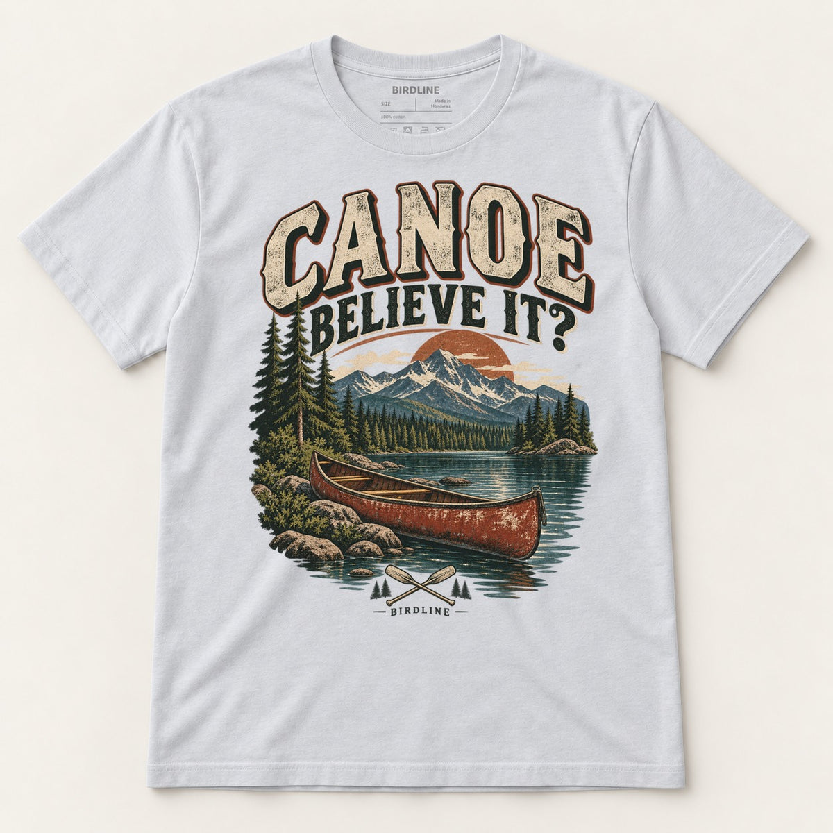 Canoe Believe It T-Shirt in Ice Grey, front view