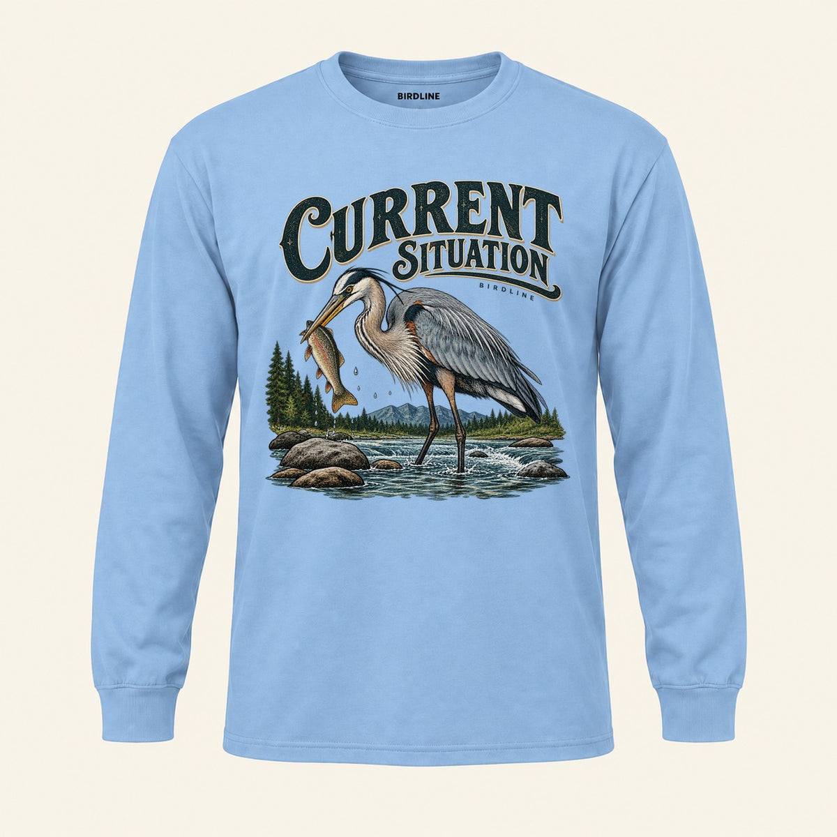 Current Situation Long Sleeve Shirt in Light Blue, front view
