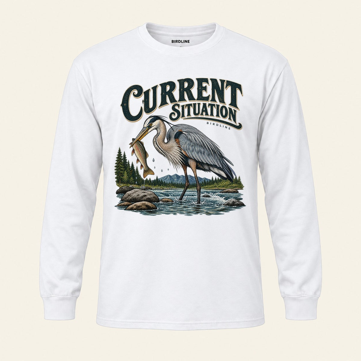 Current Situation Long Sleeve Shirt in White, front view