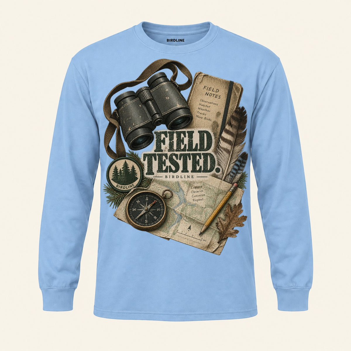 Field Tested Long Sleeve Shirt in Light Blue, front view