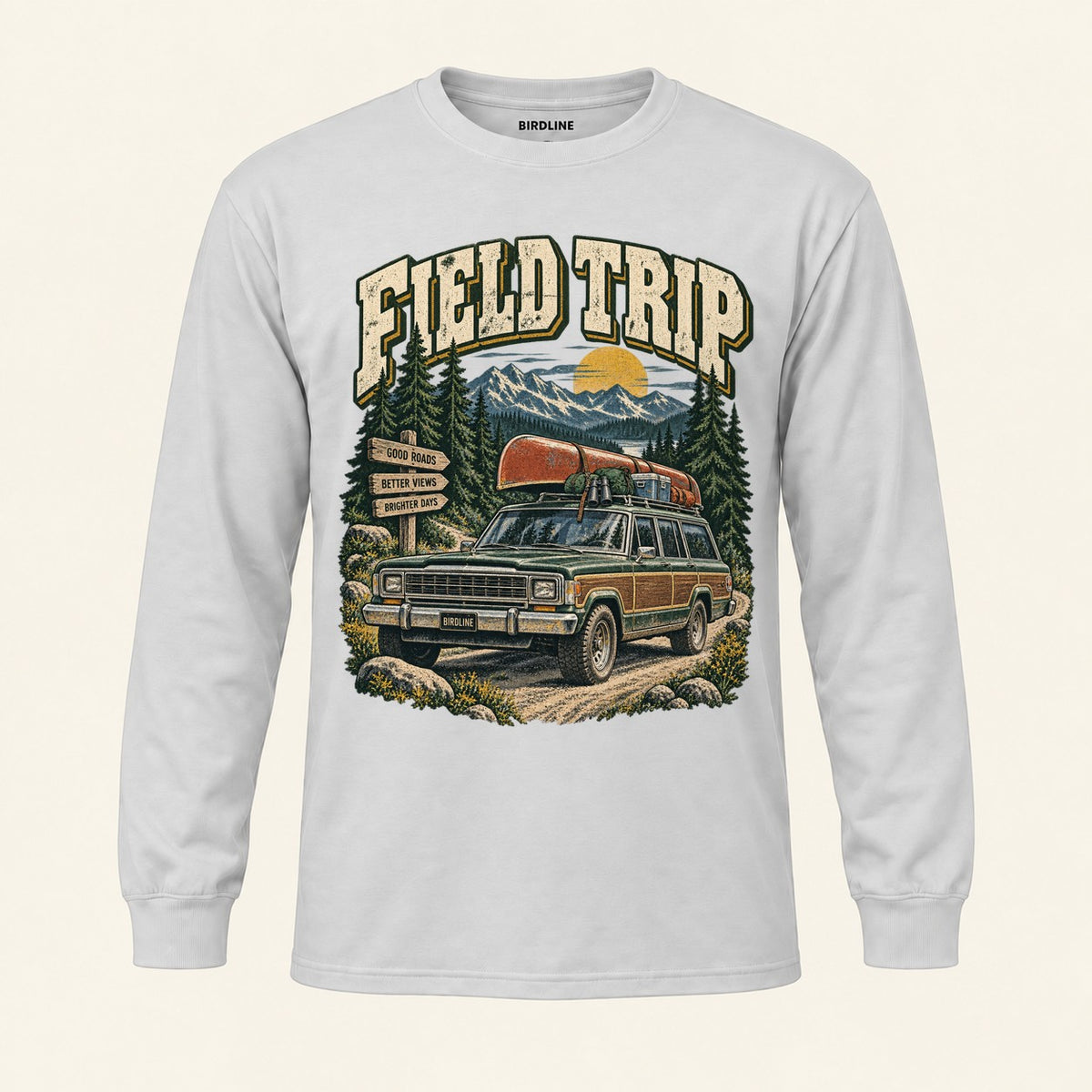 Field Trip Long Sleeve Shirt in Ash, front view premium-quality garment detail