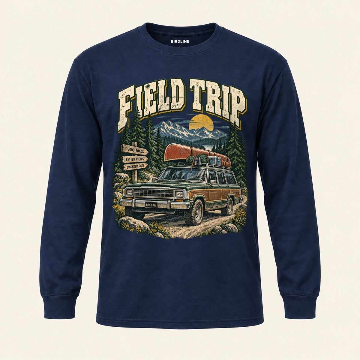 Field Trip Long Sleeve Shirt in Navy, front view
