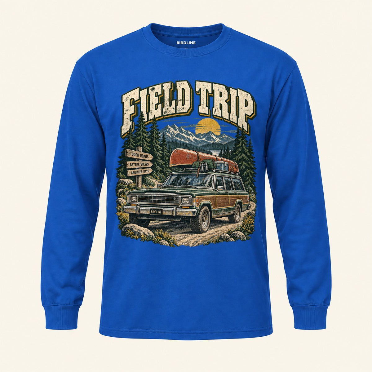 Field Trip Long Sleeve Shirt in Royal, front view