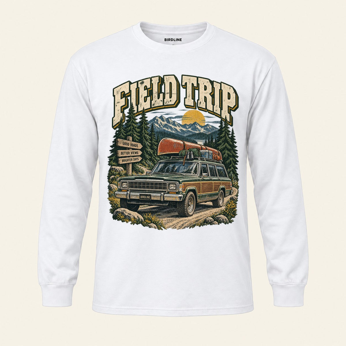 Field Trip Long Sleeve Shirt in White, front view