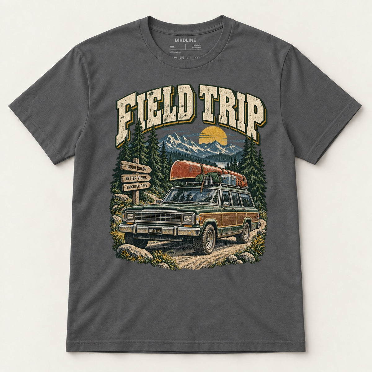 Field Trip T-Shirt in Charcoal, front view