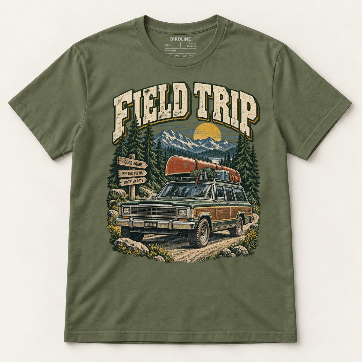 Field Trip T-Shirt in Military Green, front view