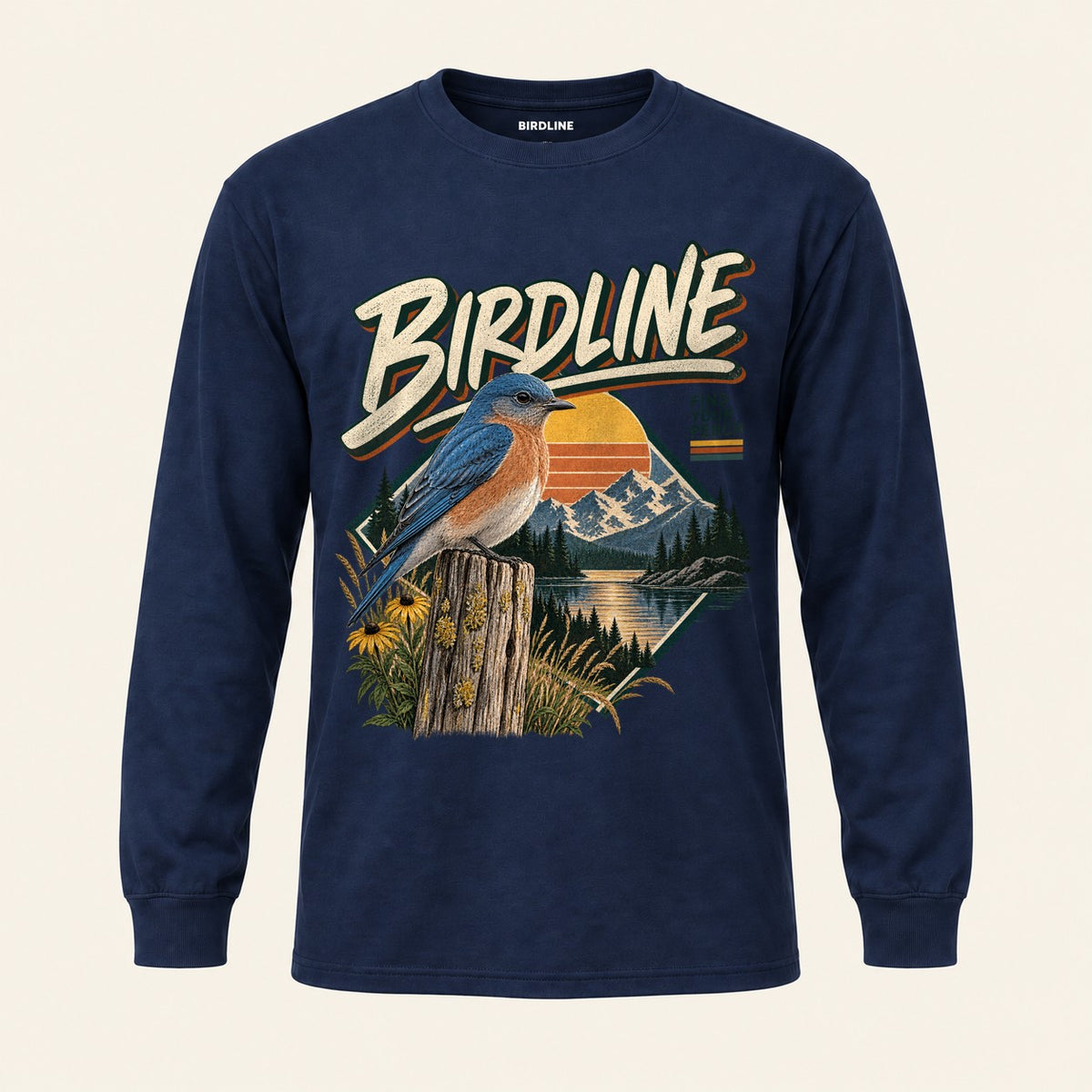 Find Your Perch Long Sleeve Shirt in Navy, front view