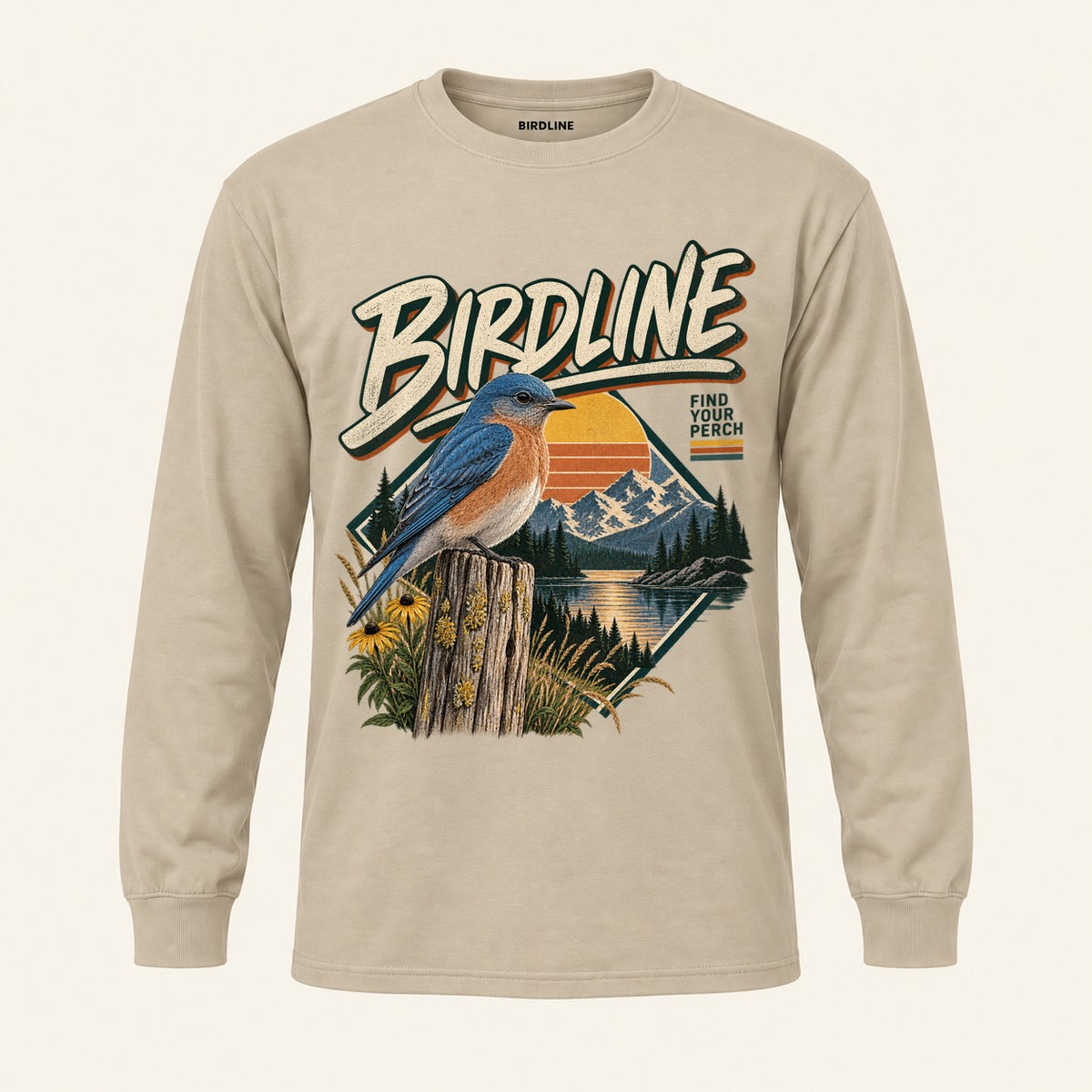 Find Your Perch Long Sleeve Shirt in Sand, front view