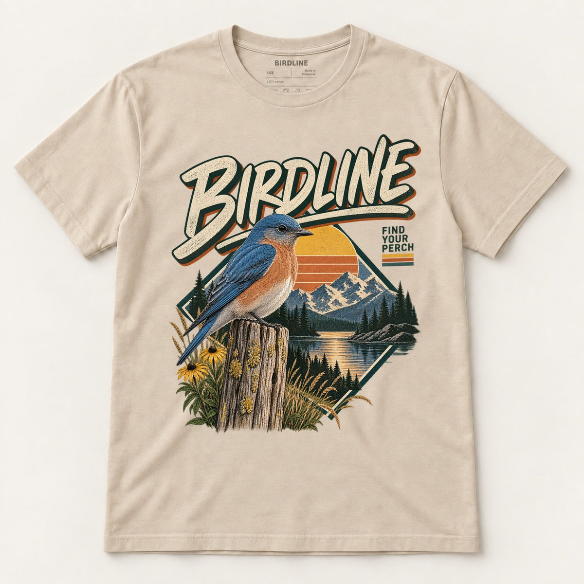 Birdline Find Your Perch T-Shirt in Sand, front view
