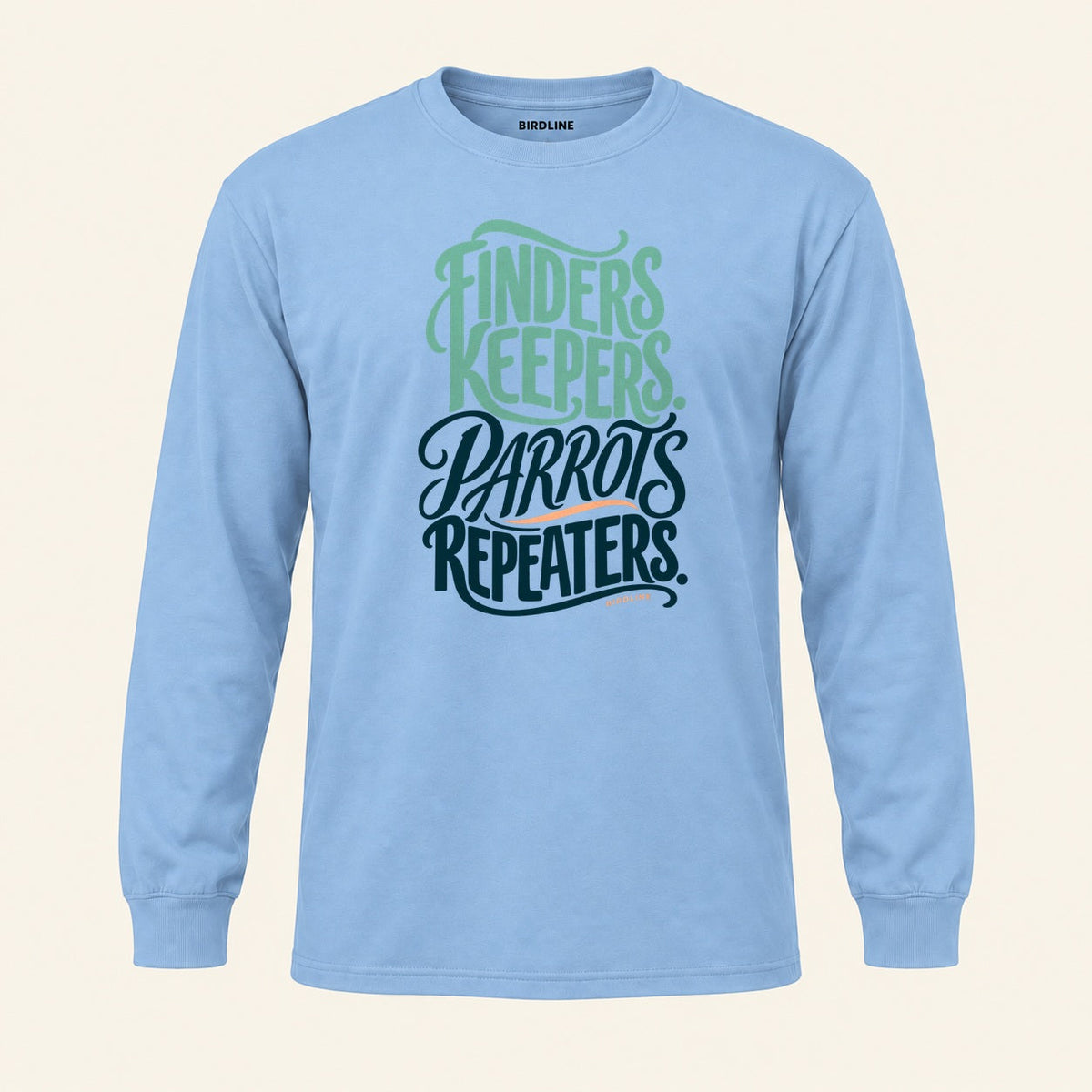 Finders Keepers Long Sleeve Shirt in Light Blue, front view