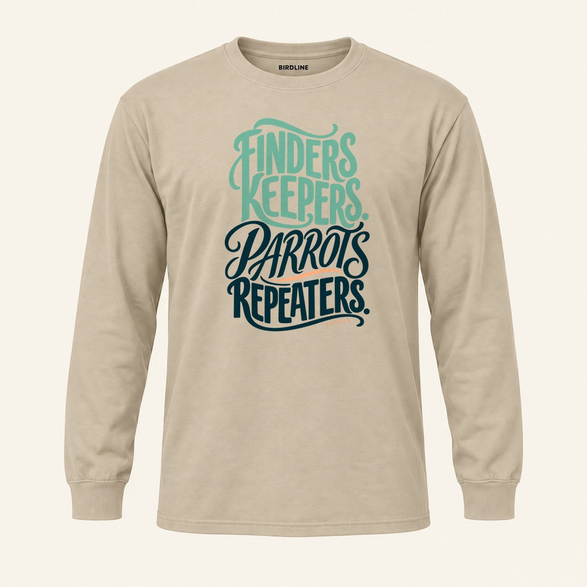 Finders Keepers Long Sleeve Shirt in Sand, front view premium-quality garment detail