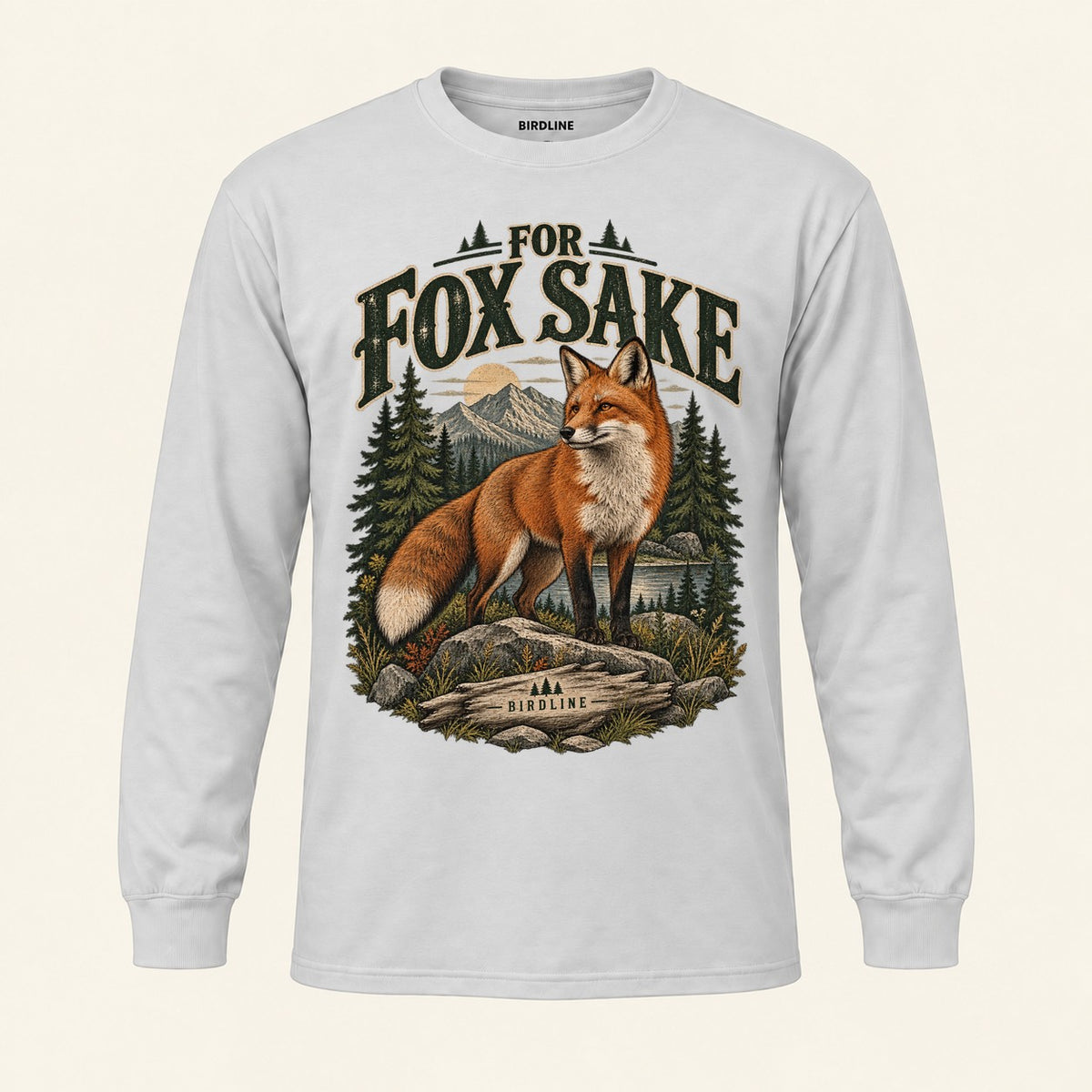 For Fox Sake Long Sleeve Shirt in Ash, front view