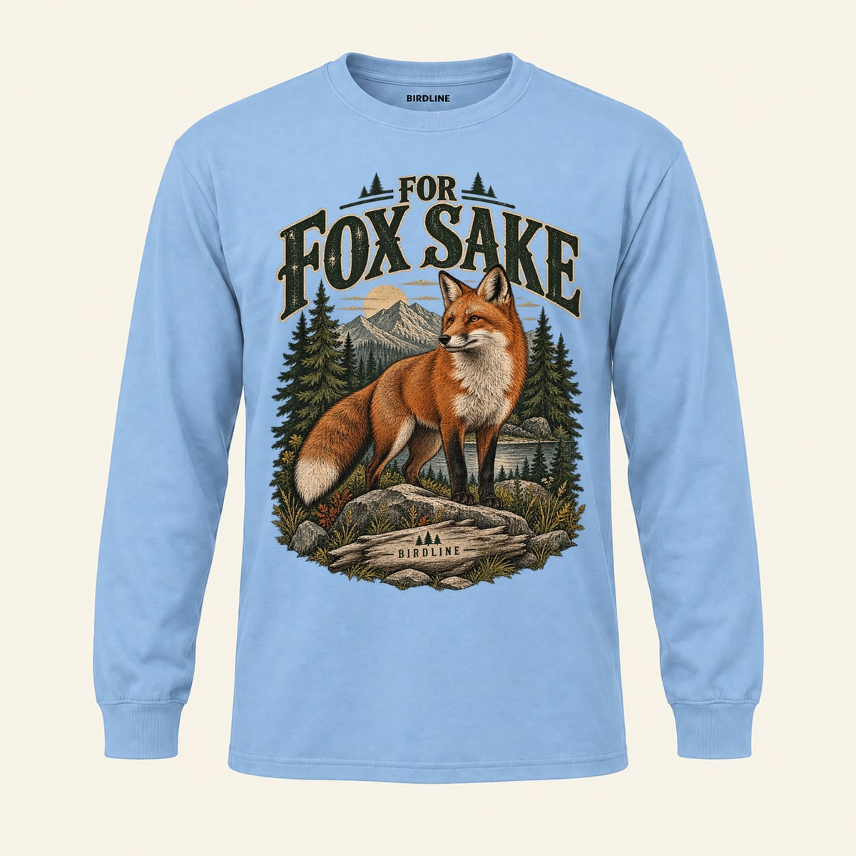 For Fox Sake Long Sleeve Shirt in Light Blue, front view