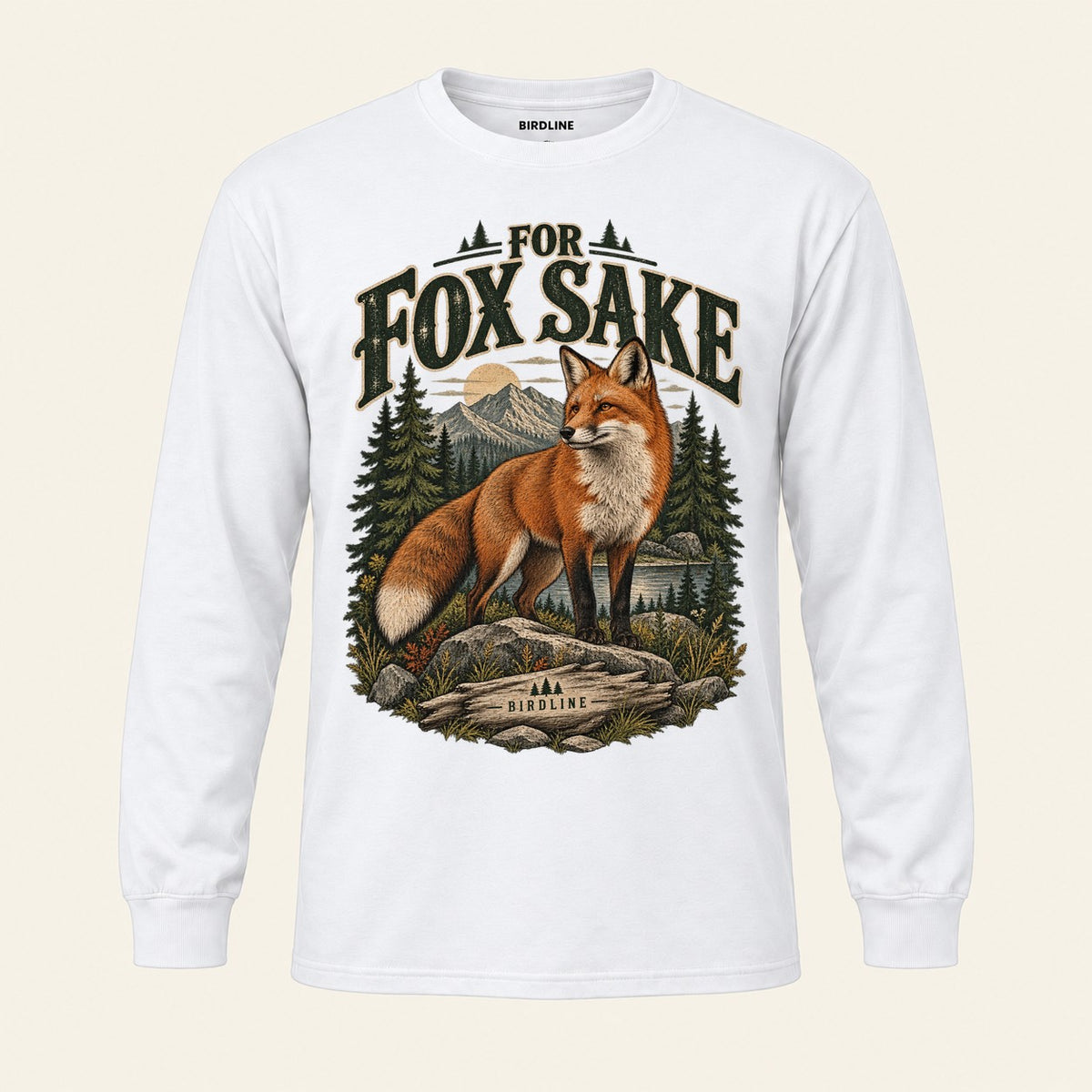 For Fox Sake Long Sleeve Shirt in White, front view