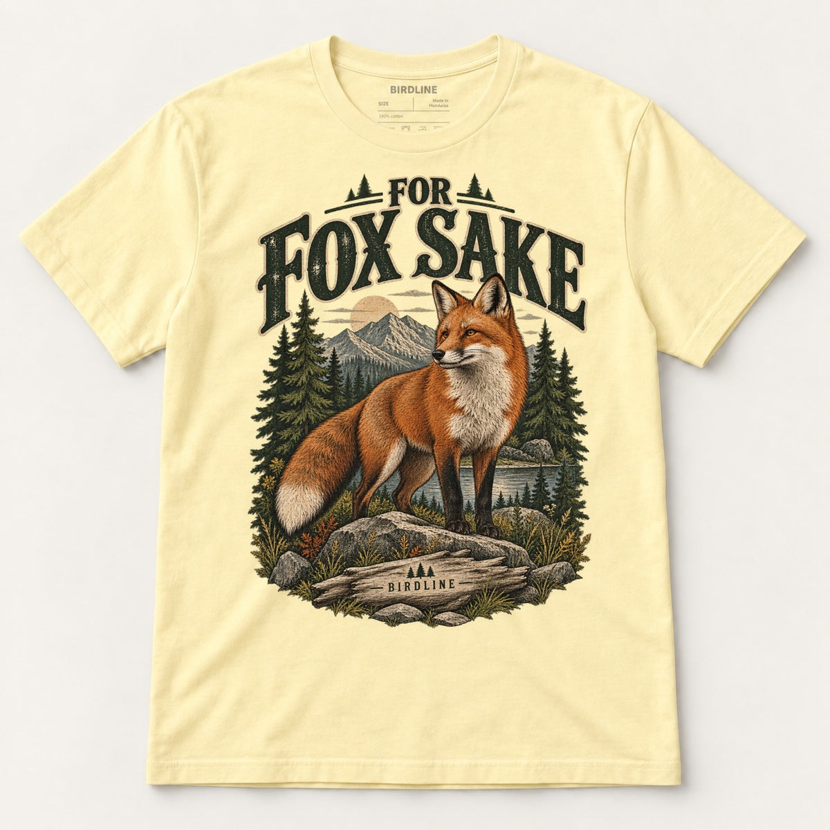 For Fox Sake T-Shirt in Cornsilk, front view