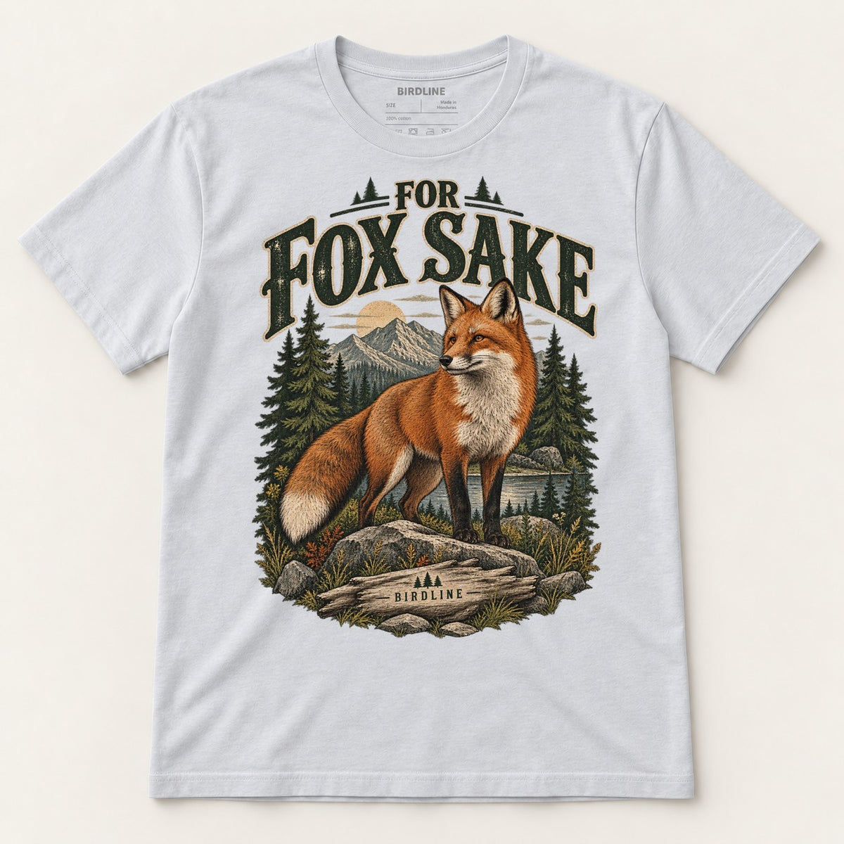 For Fox Sake T-Shirt in Ice Grey, front view