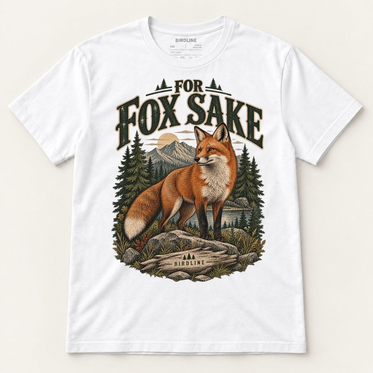 For Fox Sake T-Shirt in White, front view