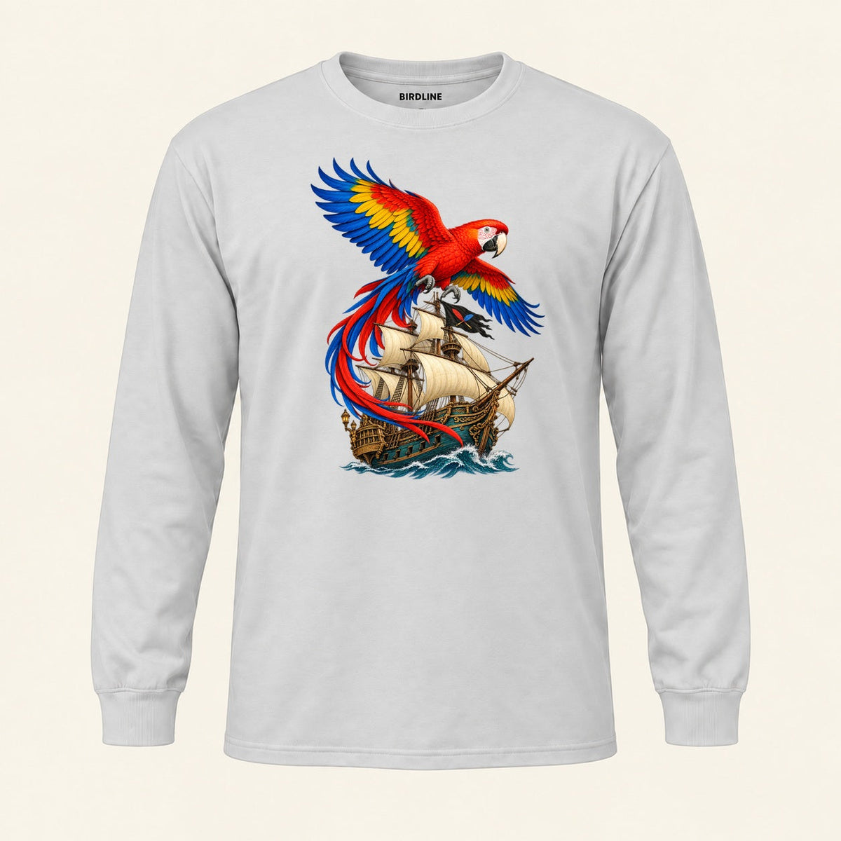 Full Sail Macaw Long Sleeve Shirt in Ash, front view