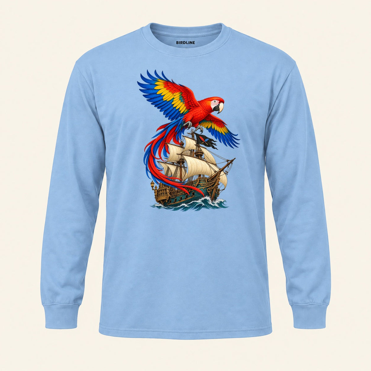 Full Sail Macaw Long Sleeve Shirt in Light Blue, front view