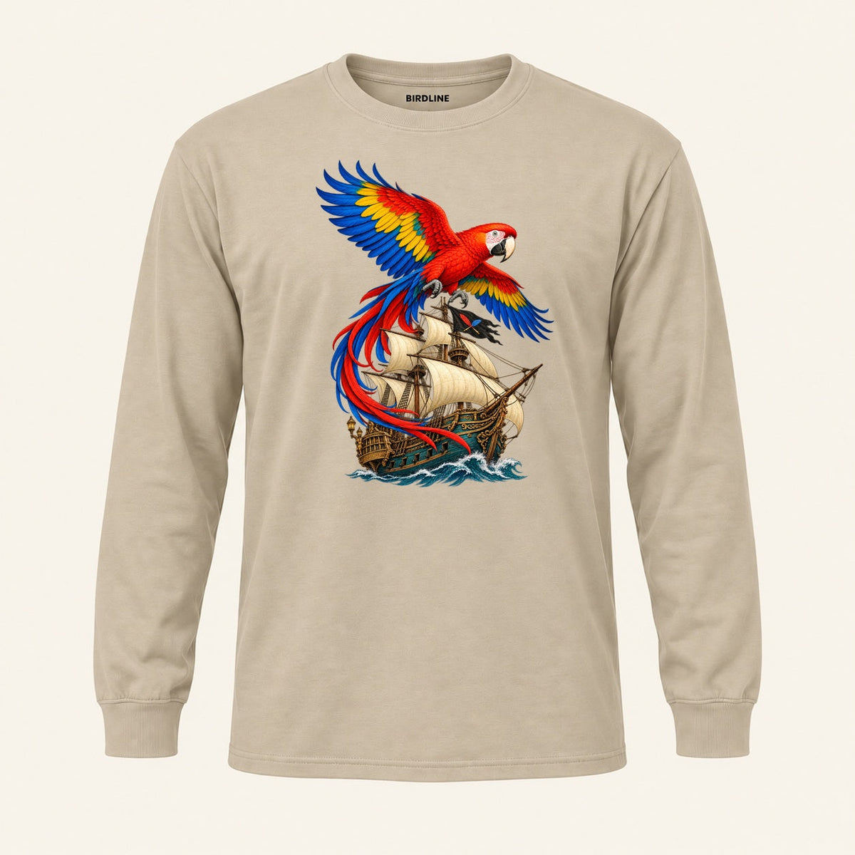 Full Sail Macaw Long Sleeve Shirt in Sand, front view