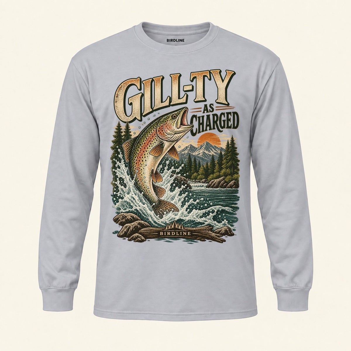 Gill-ty As Charged Long Sleeve Shirt in Sport Grey, front view