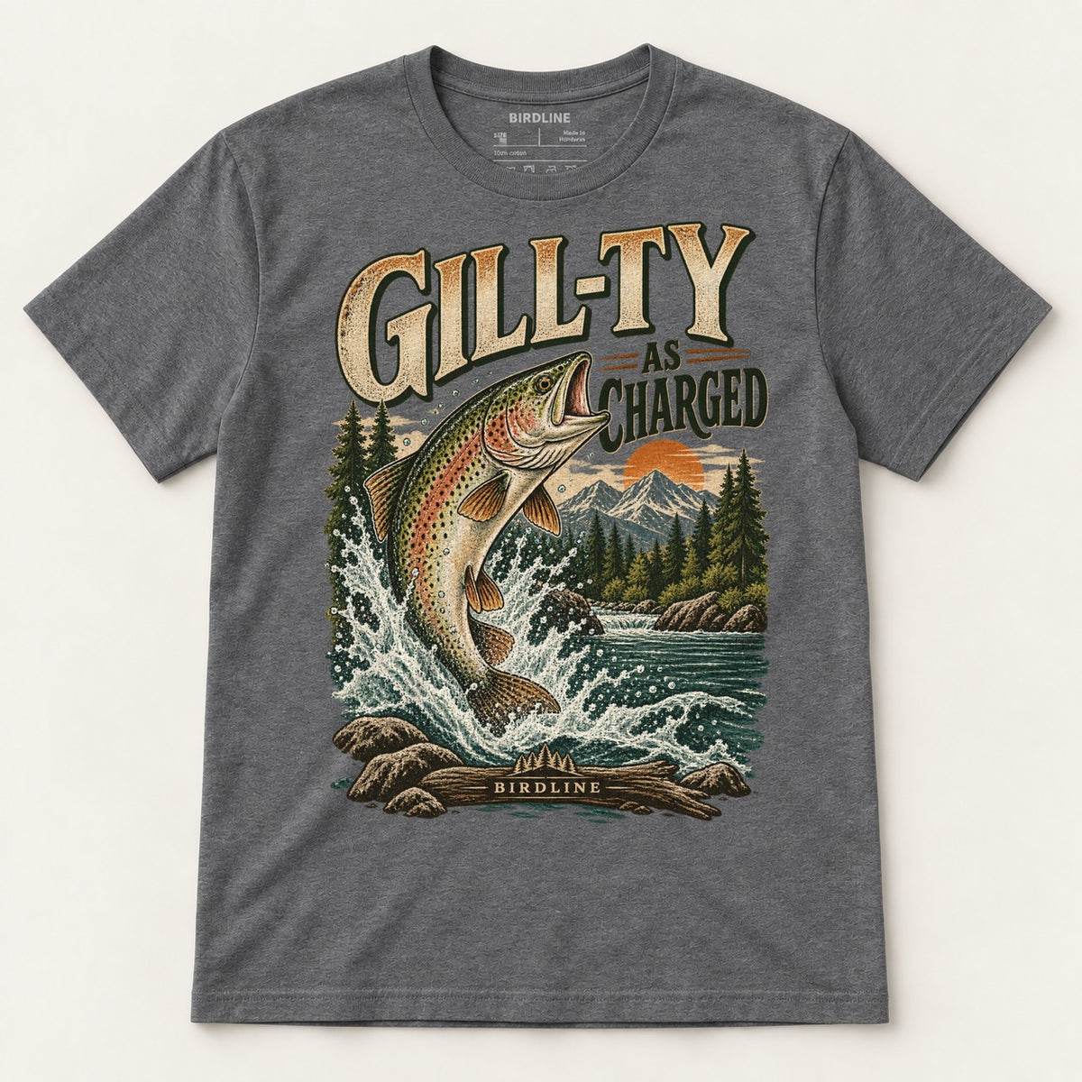 Gill-ty As Charged T-Shirt in Dark Heather, front view