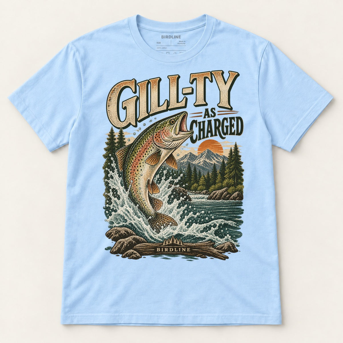 Gill-ty As Charged T-Shirt in Light Blue, front view