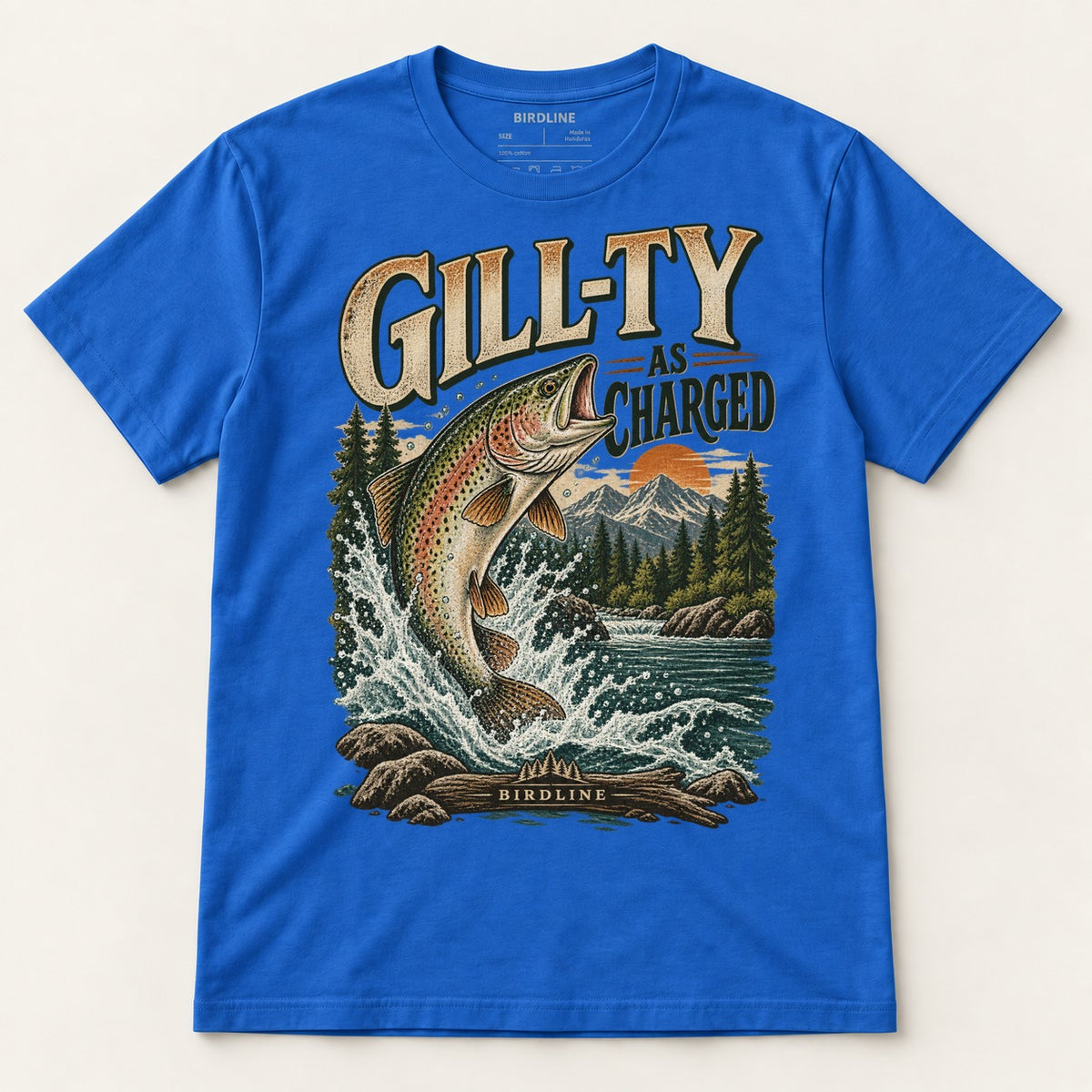 Gill-ty As Charged T-Shirt in Royal, front view