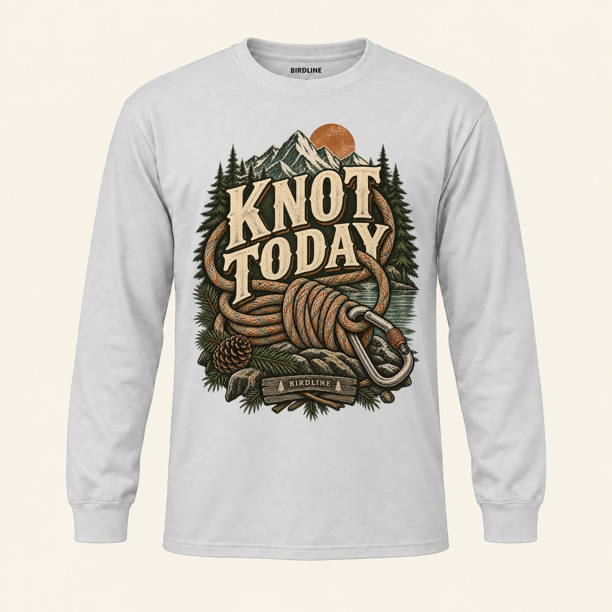 Knot Today Long Sleeve Shirt in Ash, front view premium-quality garment detail
