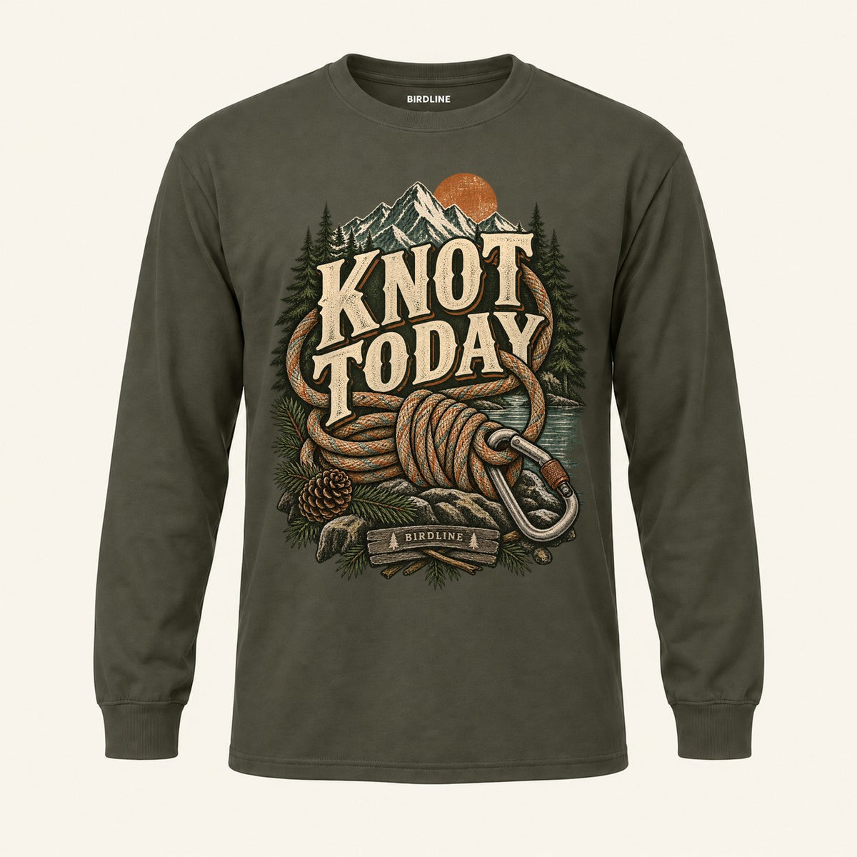 Knot Today Long Sleeve Shirt in Military Green, front view