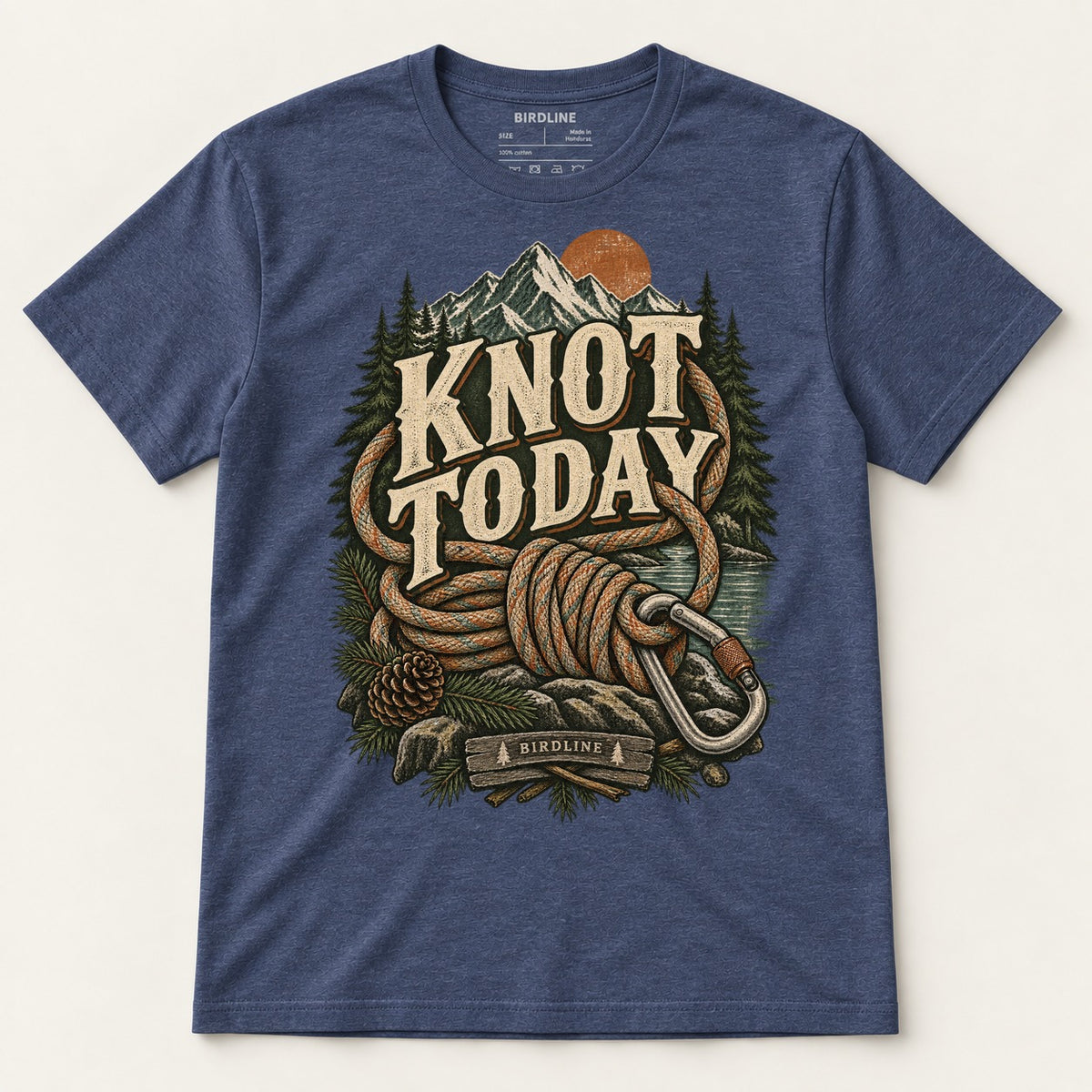 Knot Today T-Shirt in Heather Navy, front view