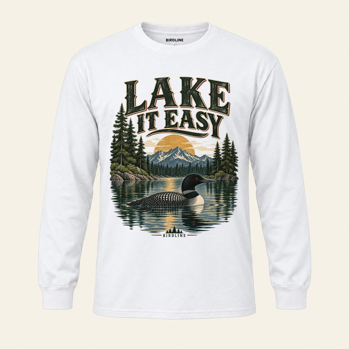 Lake It Easy Long Sleeve Shirt in White, front view