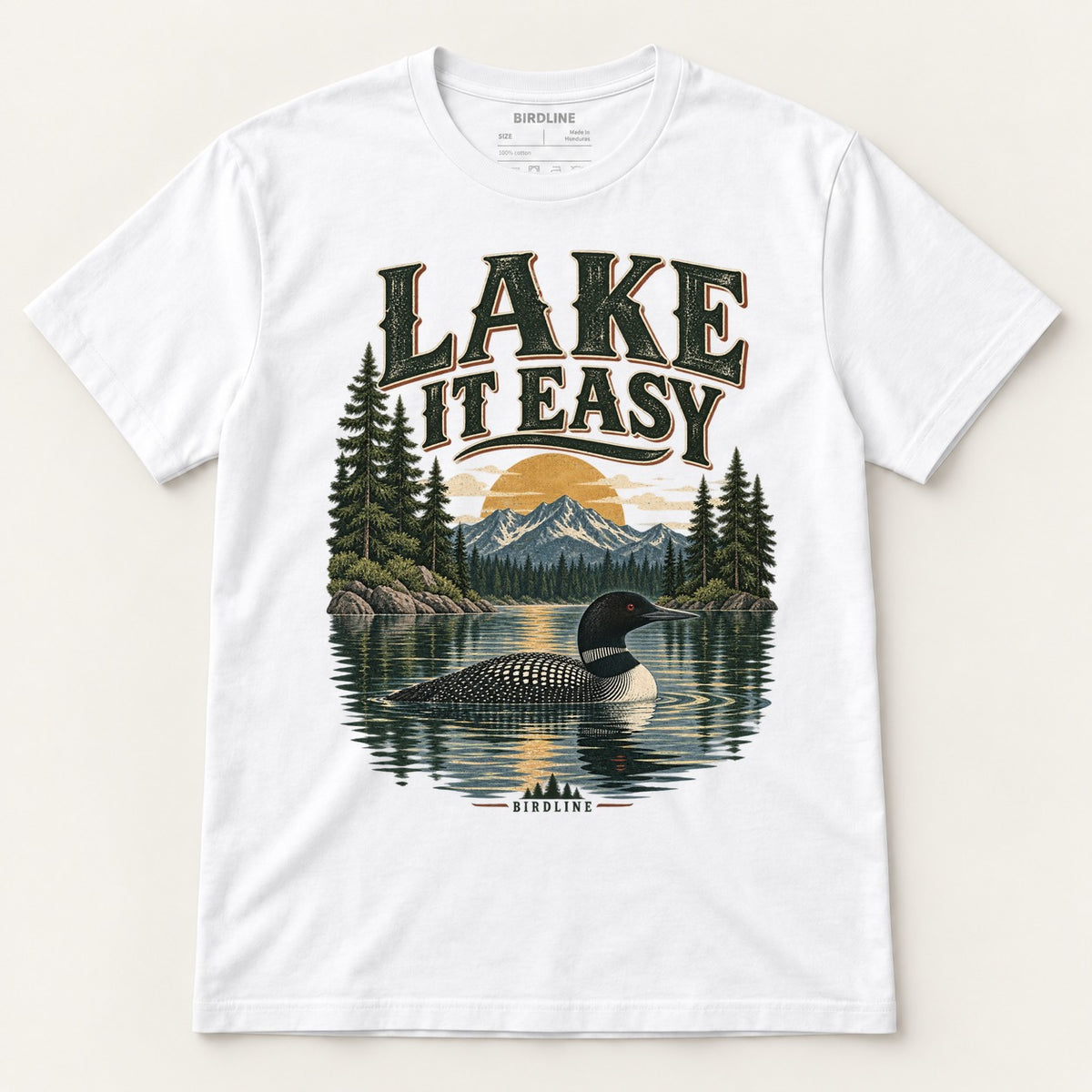 Lake It Easy T-Shirt in White, front view