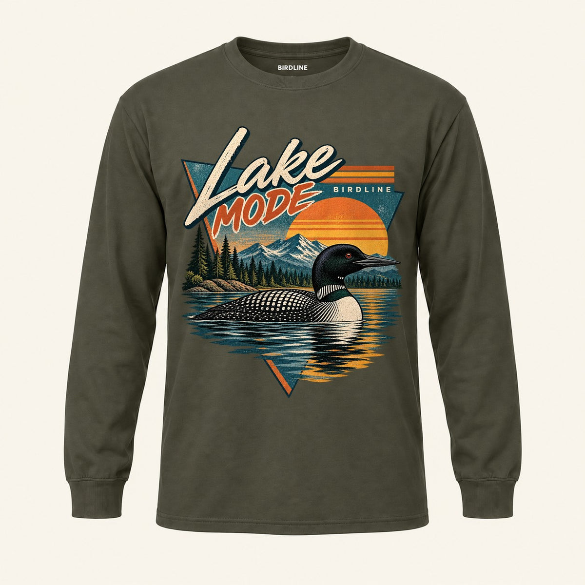 Lake Mode Long Sleeve Shirt in Military Green, front view