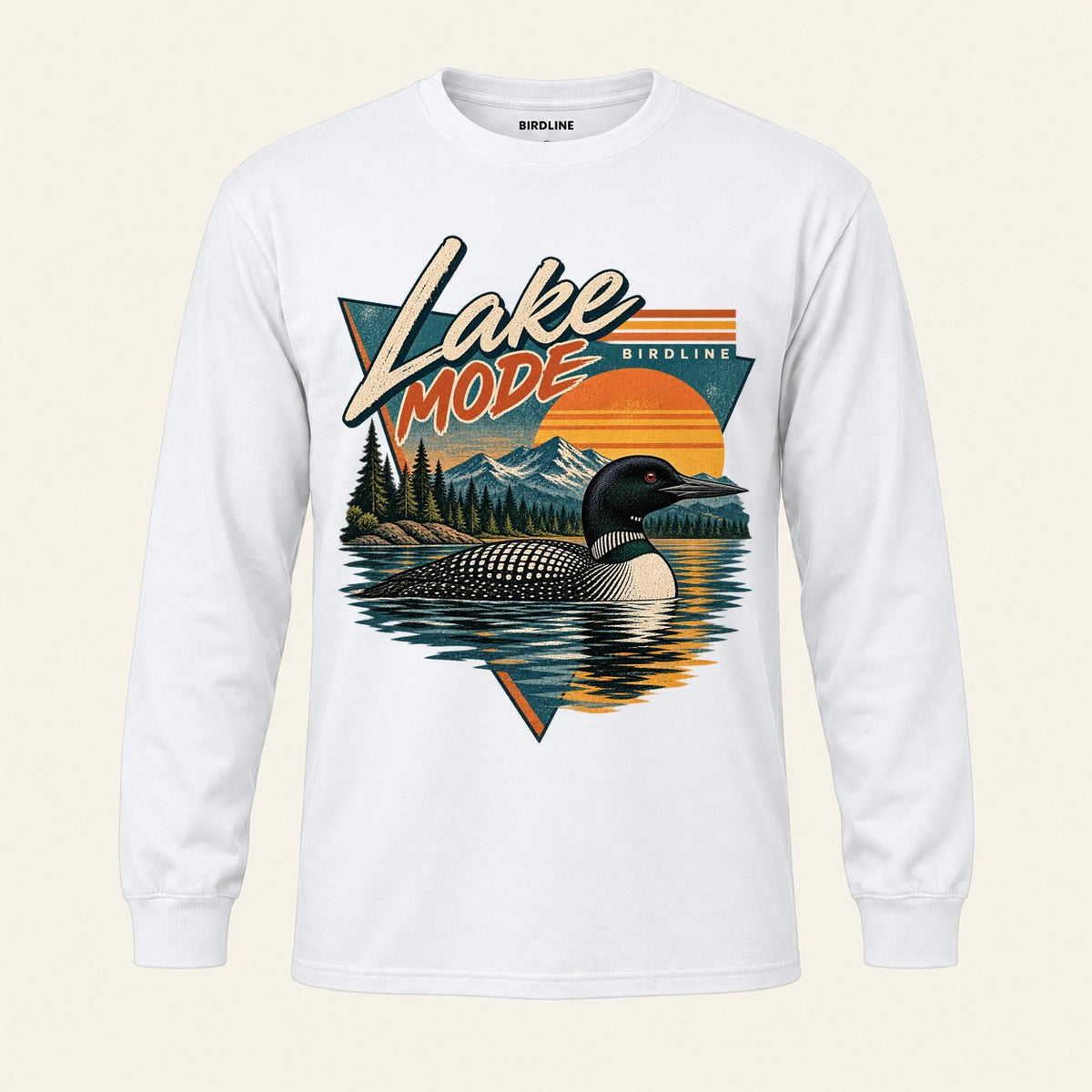 Lake Mode Long Sleeve Shirt in White, front view