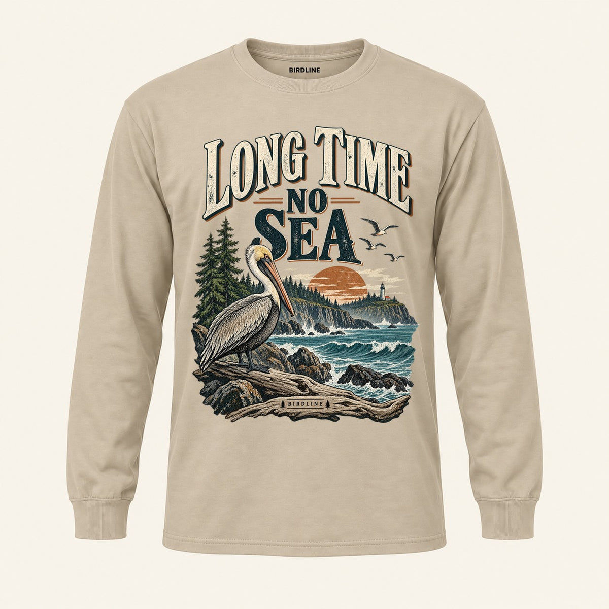 Long Time No Sea Long Sleeve Shirt in Sand, front view