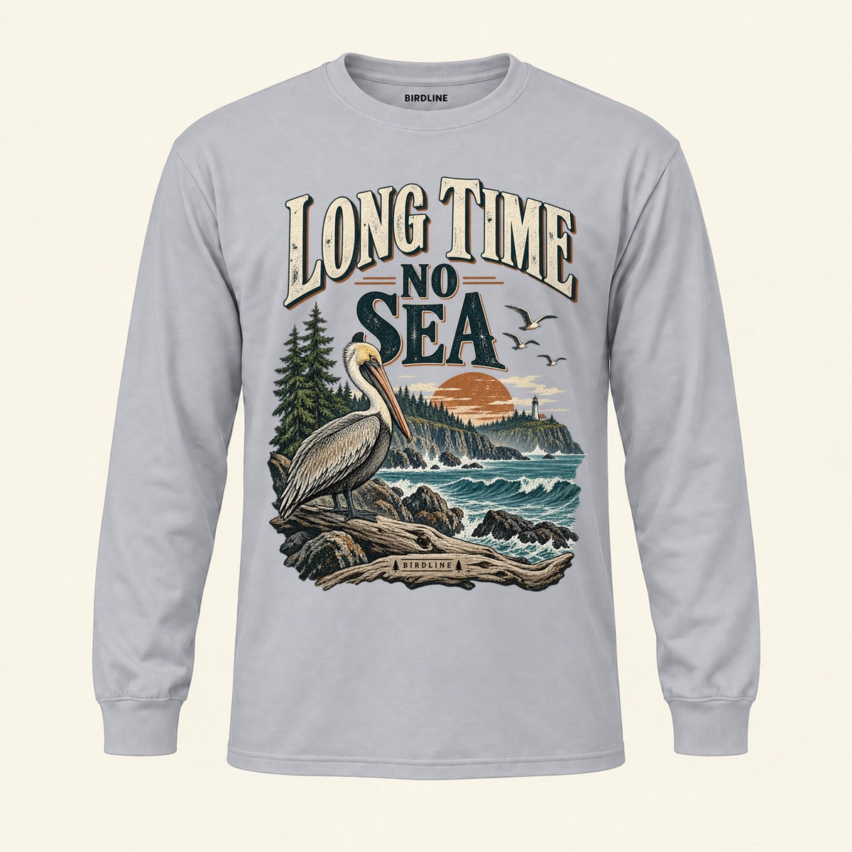 Long Time No Sea Long Sleeve Shirt in Sport Grey, front view