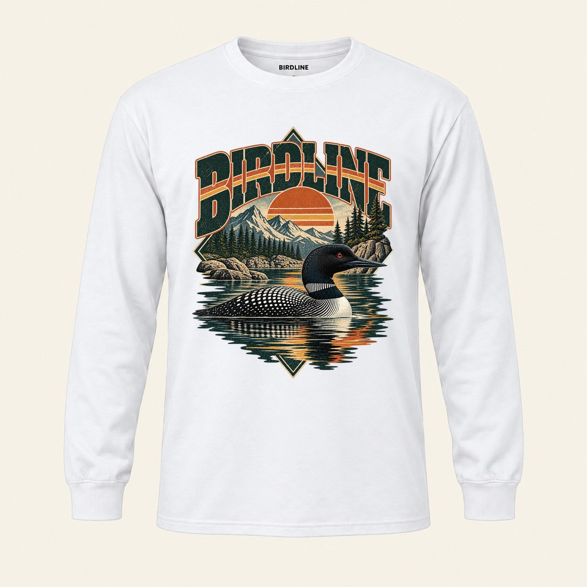 Loon Lake Long Sleeve Shirt in White, front view