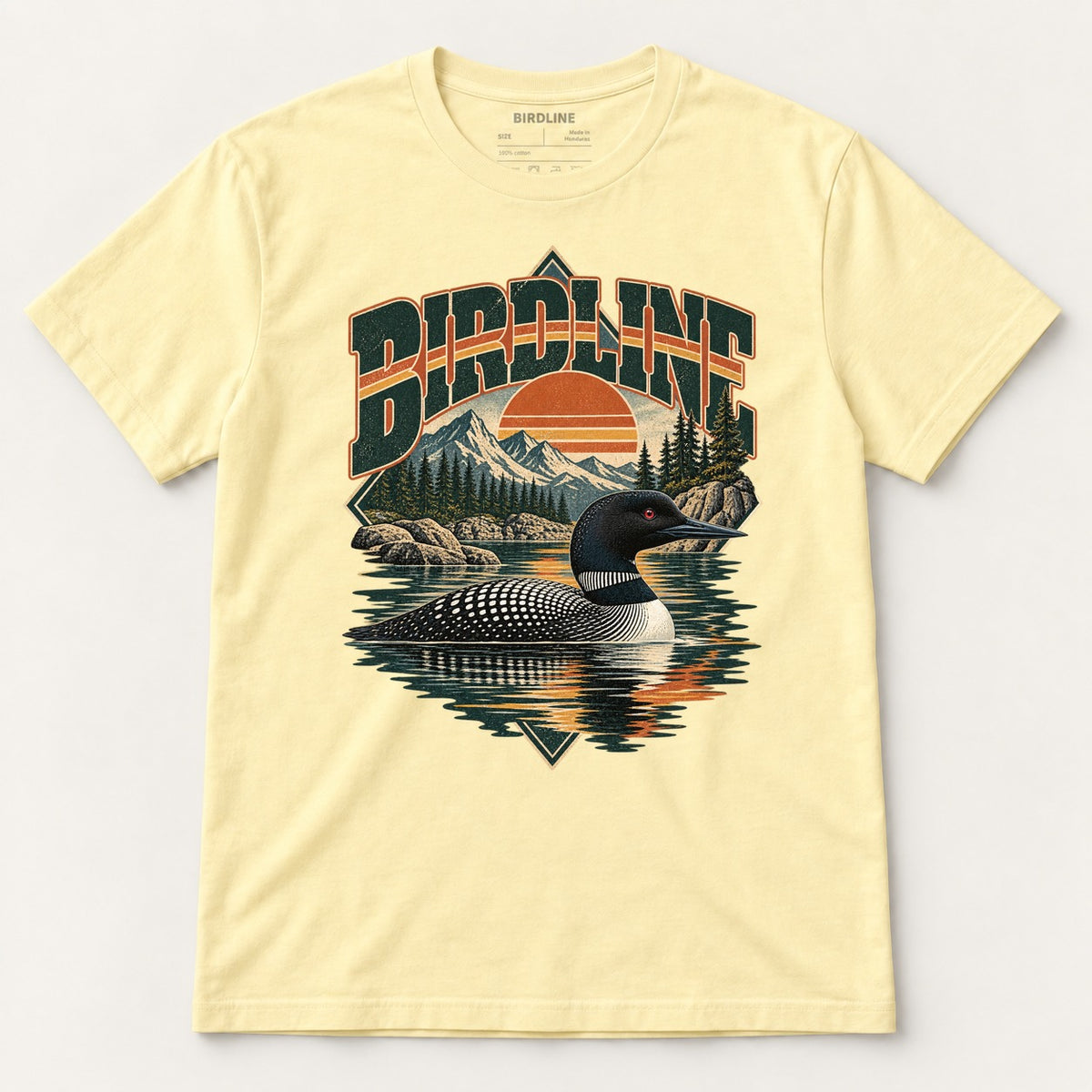 Birdline Loon Lake T-Shirt in Cornsilk, front view