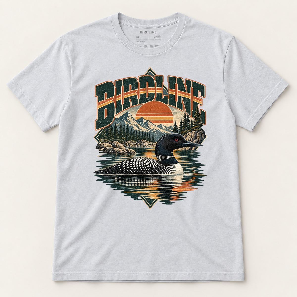 Birdline Loon Lake T-Shirt in Ice Grey, front view