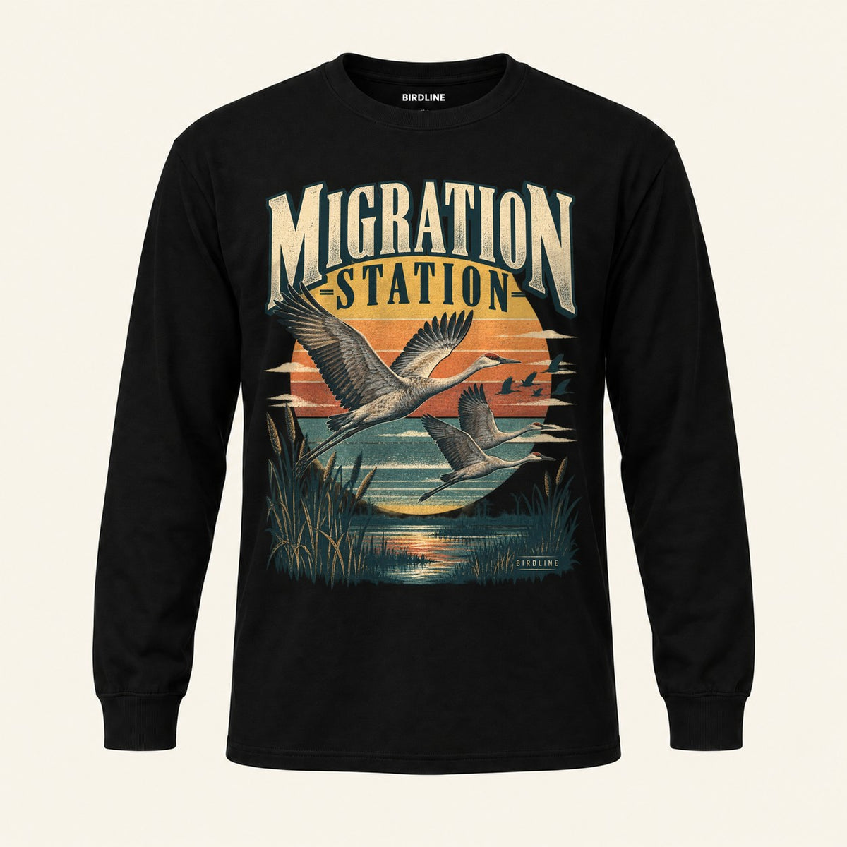 Migration Station Long Sleeve Shirt in Black, front view