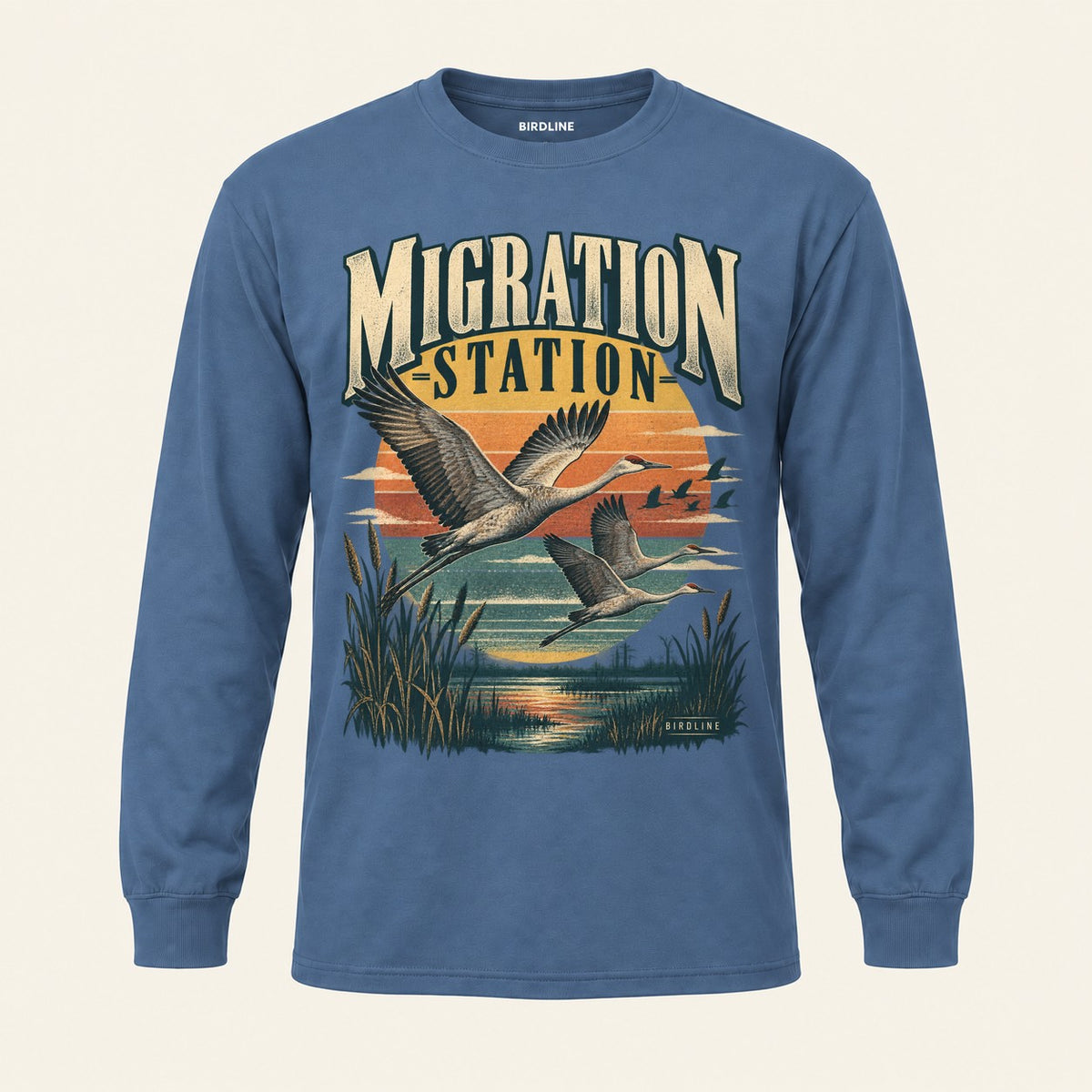 Migration Station Long Sleeve Shirt in Indigo Blue, front view
