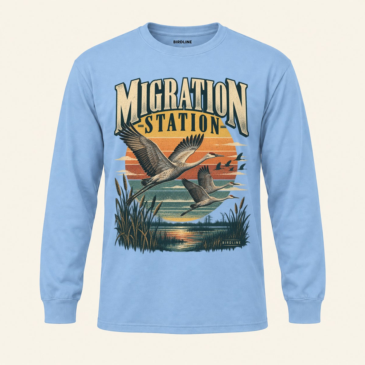 Migration Station Long Sleeve Shirt in Light Blue, front view