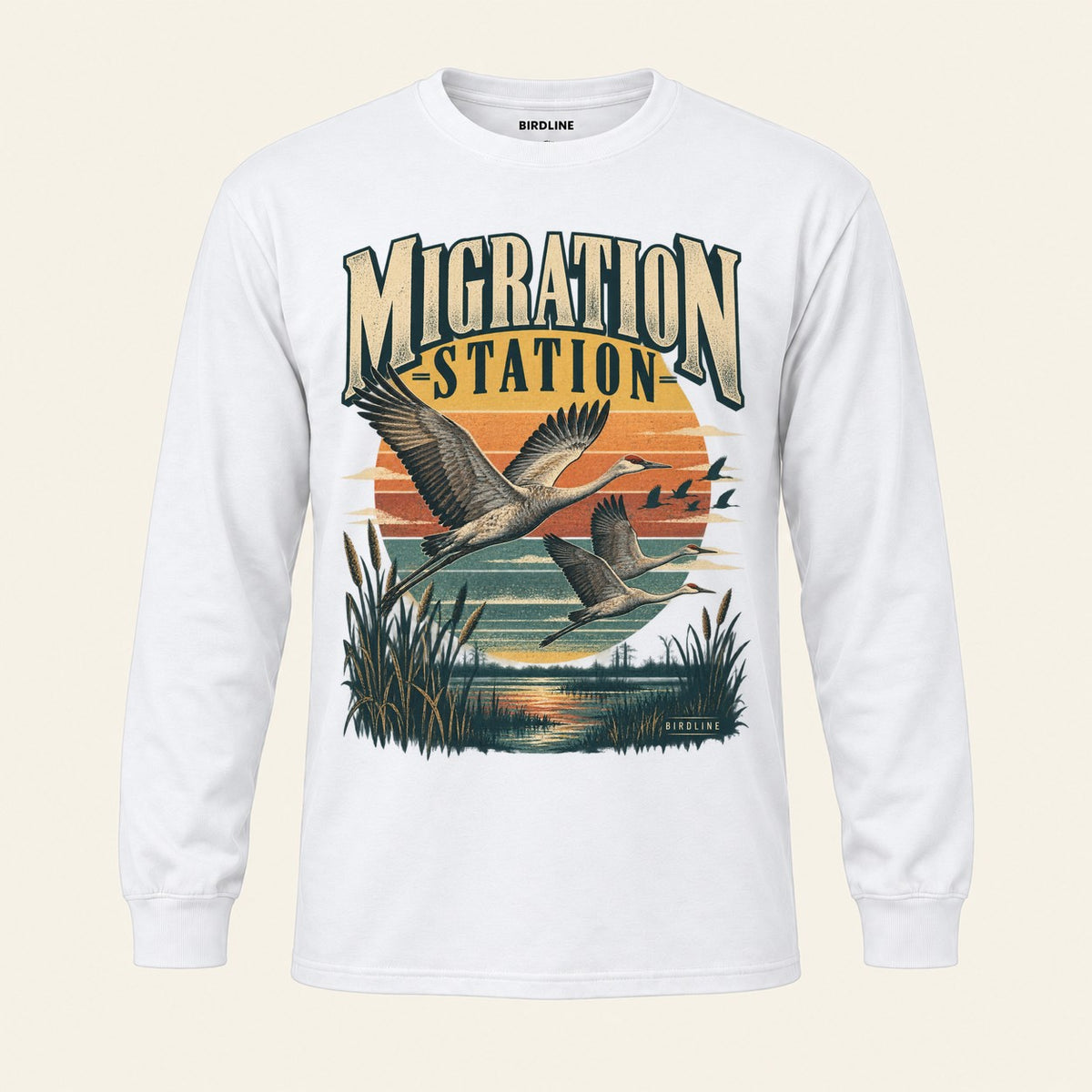 Migration Station Long Sleeve Shirt in White, front view
